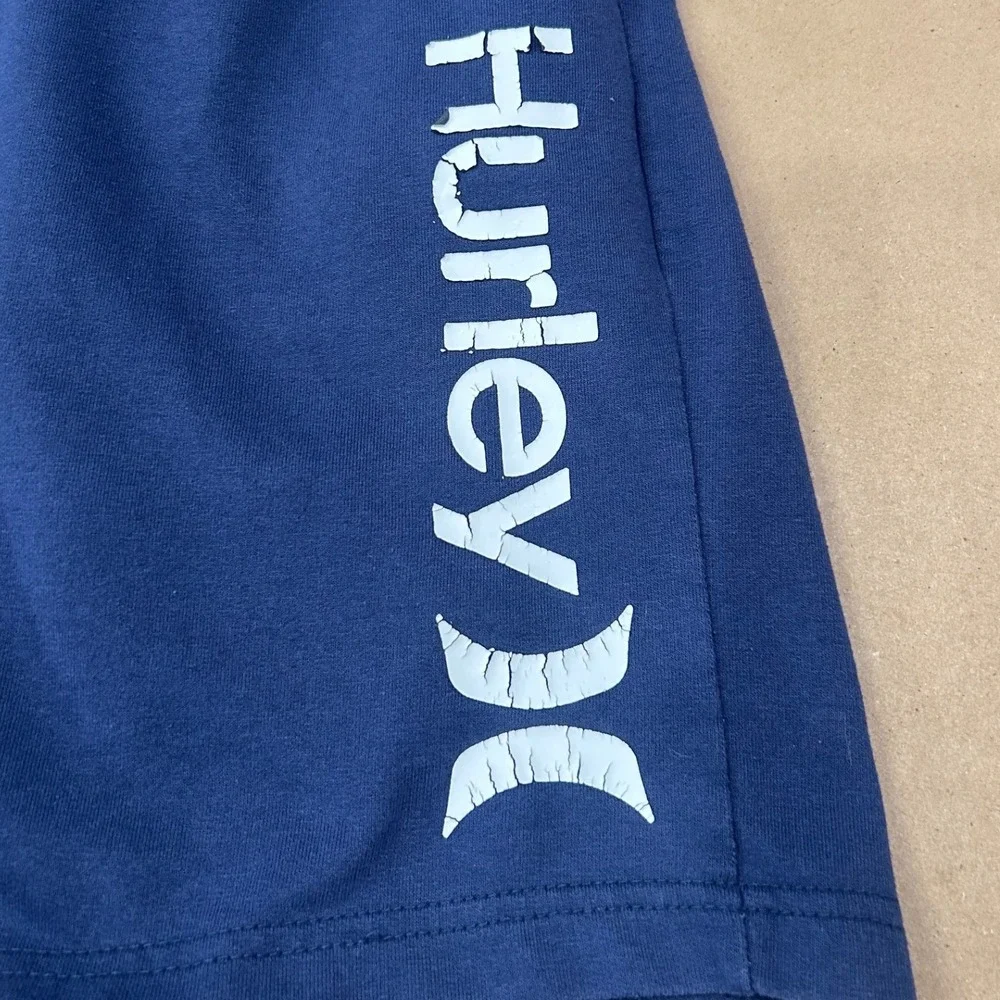 Hurley Blue Graphic Sweat Shorts Mens Large